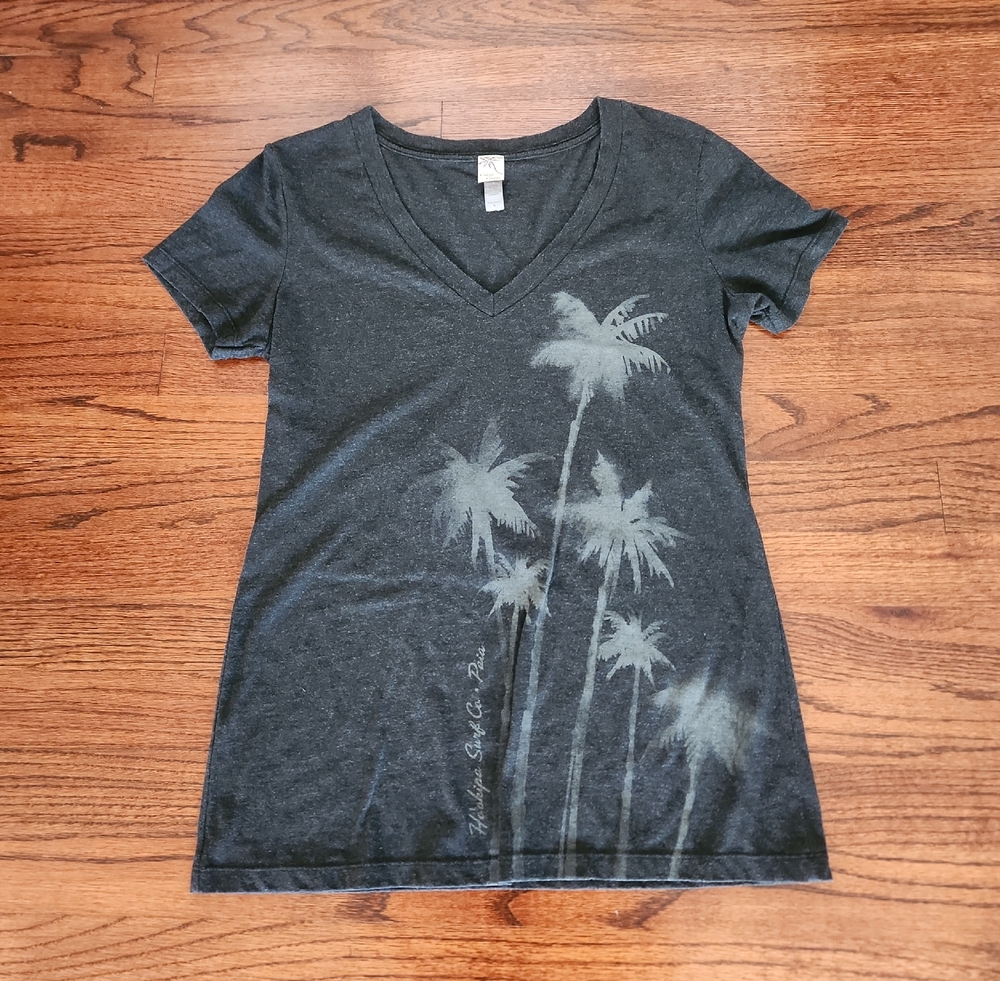 Charcoal Palm Tree V-Neck Tee